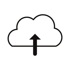 アップロードのシンプルな白黒細線アイコン/白背景