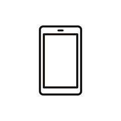 シンプルなスマートフォンの白黒細線アイコン/白背景