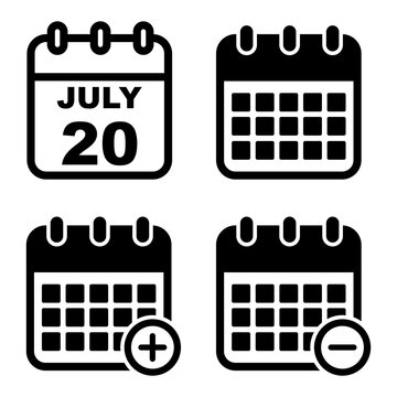 calendar icon set, calendar vector sign symbol