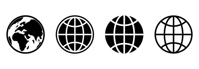 globe icon set, go to web icon set vector sign symbol