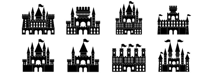 castle icon set vector sign symbol
