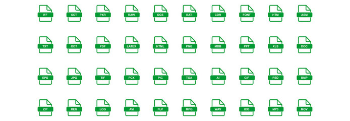 file format icon set vector sign symbol