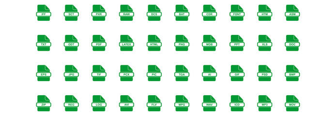 file format icon set vector sign symbol