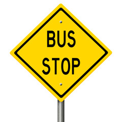 Rendered concept sign in the style of a yellow diamond road warning