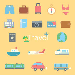シンプルでかわいいTravelのアイコンセット