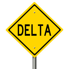 Rendered concept sign in the style of a yellow diamond road warning