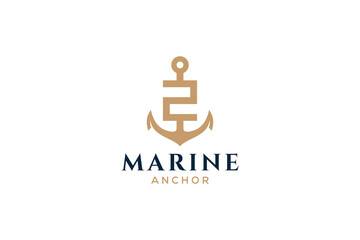 Letter Z monogram, Anchor logotype. Logo of yacht club, maritime emblem.