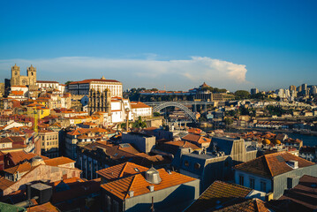 Porto Cathedral and  Dom Luiz Bridge at proto in portugal