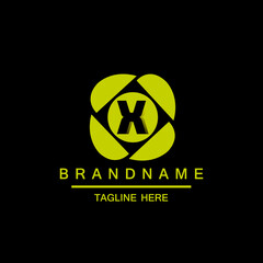 fothografy logo with camera lens element and initial letter x