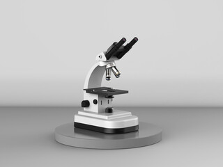 microscope on grey background
