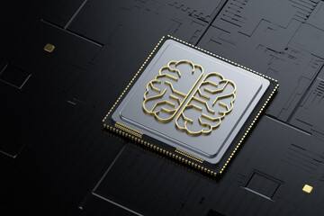 golden artificial intelligence brain or circuit brain