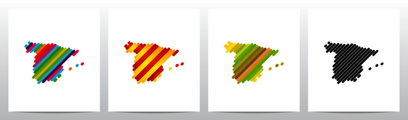 Spain On Colorfull Stripes Logo Design - obrazy, fototapety, plakaty