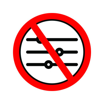 Settings, control, power off, switch icon vector image. with a red prohibition sign. Can also be used for customer support and UI. Suitable for use in web applications, mobile applications and print m