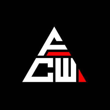 FCW triangle letter logo design with triangle shape. FCW triangle logo design monogram. FCW triangle vector logo template with red color. FCW triangular logo Simple, Elegant, and Luxurious Logo. FCW 