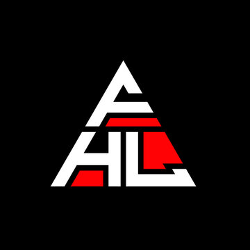 FHL triangle letter logo design with triangle shape. FHL triangle logo design monogram. FHL triangle vector logo template with red color. FHL triangular logo Simple, Elegant, and Luxurious Logo. FHL 