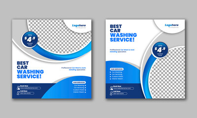 Car Wash Social Media Post Vector Template