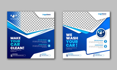 Car Wash Social Media Post Vector Template