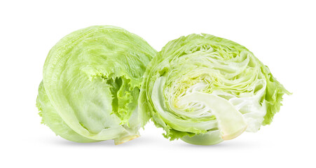 Green Iceberg lettuce on White