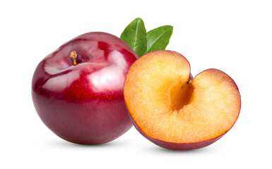 red cherry plum isolated on white