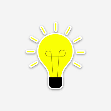  Bright idea symbol. Lamp icon in trendy flat style for web desain.