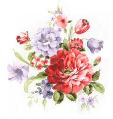 Flowers watercolor illustration.Manual composition.Big Set watercolor elements，Design for textile, wallpapers，Element for design,Greeting card