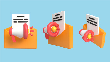 3d Rendering Illustration icon email marketing