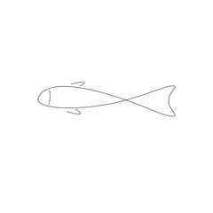 Fish silhouette line drawing vector illustration