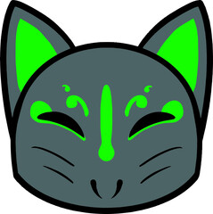 black cat green mask