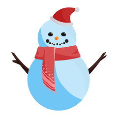 snowman in winter color illustration