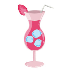 juice strawberry in summer color illustration