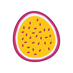 passion fruit in half illustration icon vector, fruit illustration