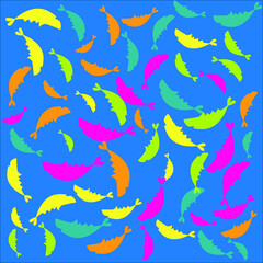 Fototapeta na wymiar Fish pattern on a blue background. Cute fishes