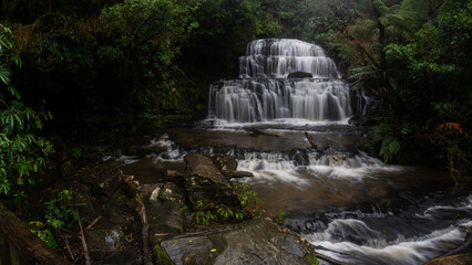 Fototapeta na wymiar Purakaunui waterfall in the Catlins New Zealand