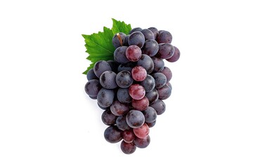 black bunch of red grapes isolated on white background
