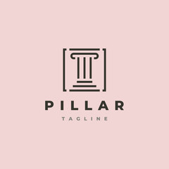 pillar firm logo vector symbol illustration design, law firm line art logo - obrazy, fototapety, plakaty
