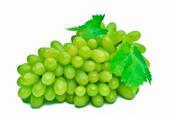 bunch of green grapes isolated