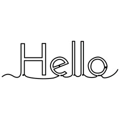 one line continuous drawing hello letter word