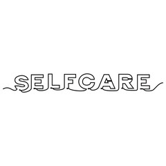 one line continuous drawing selfcare letter word