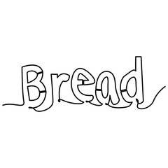 one line continuous drawing bread letter word