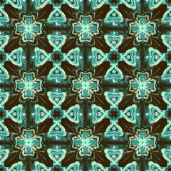 Abstract kaleidoscope background. Colorful seamless patterns. Geometric design elements. Repeat Tie Dye. Ethnic Persian Motif. Rainbow wallpaper, fabric, furniture print. Psychedelic style.