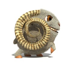 Funny cartoon ram on a white background