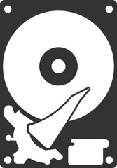 Flat black vector icon of the hard disk.