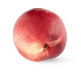 Nectarine is red with a yellow side on a white background.A bald or naked peach.Fresh juicy fruit isolated on a white background.