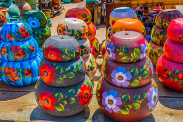 Colorful Ceramic Painted Bowls Old San Diego California