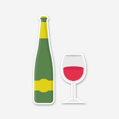 glass of red wine doodle icon, sticker