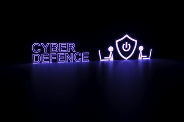 CYBER DEFENCE neon concept self illumination background 3D illustration