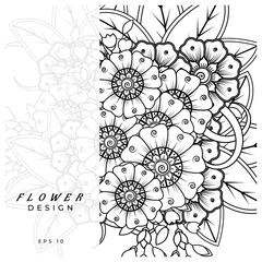 mehndi flower decorative ornament in ethnic oriental style. doodle ornament. outline hand draw.
