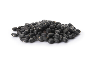 Heap of black beans on white background