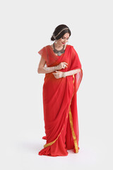 Beautiful Indian woman on white background