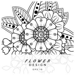 mehndi flower decorative ornament in ethnic oriental style. doodle ornament. outline hand draw.